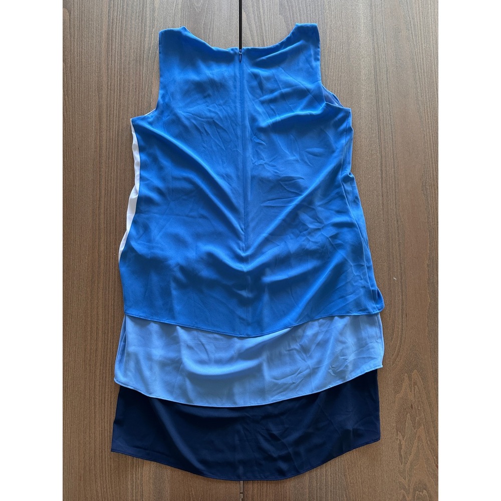 BCBGMAXAZRIA Womens Haley Tank Blue White Colorblock Tiered Dress Size 8 - Picture 9 of 9